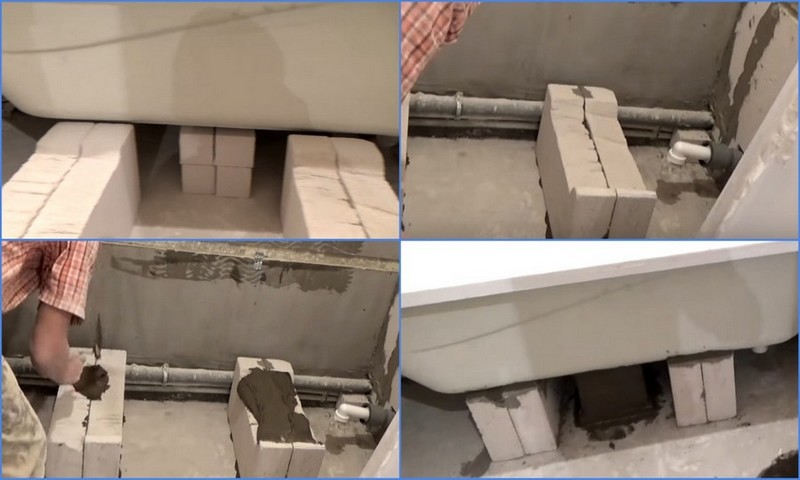 Опора ванны из блоков ячеистого бетона