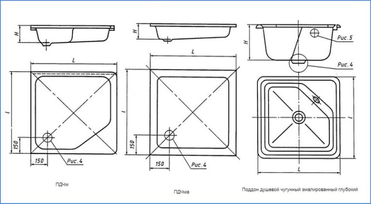 Чугунные поддоны для душа: размеры, формы, популярные марки