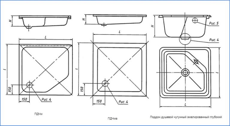 Чугунные поддоны для душа: размеры, формы, популярные марки